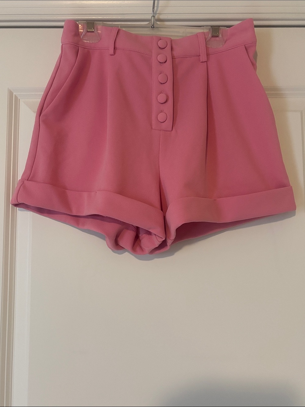 Forever 21 High-Waist Pink Button-Front Shorts